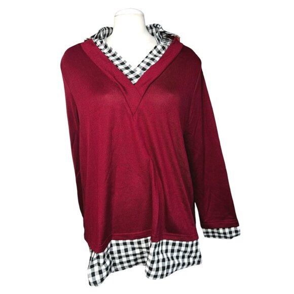 BloomChic Pullover Collared Sweater Blouse Sz 26 (4XL) Womens Red & Black - Picture 5 of 7